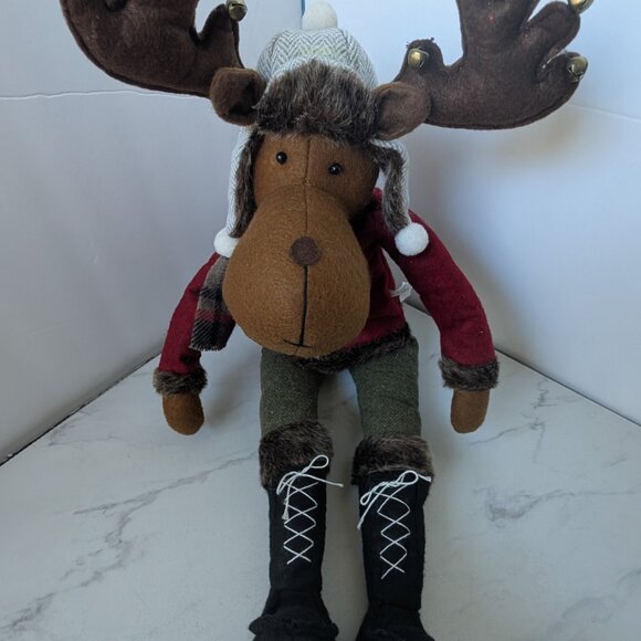 21" Sitting Christmas Moose with Weighted Bottom - Picture 3 of 10